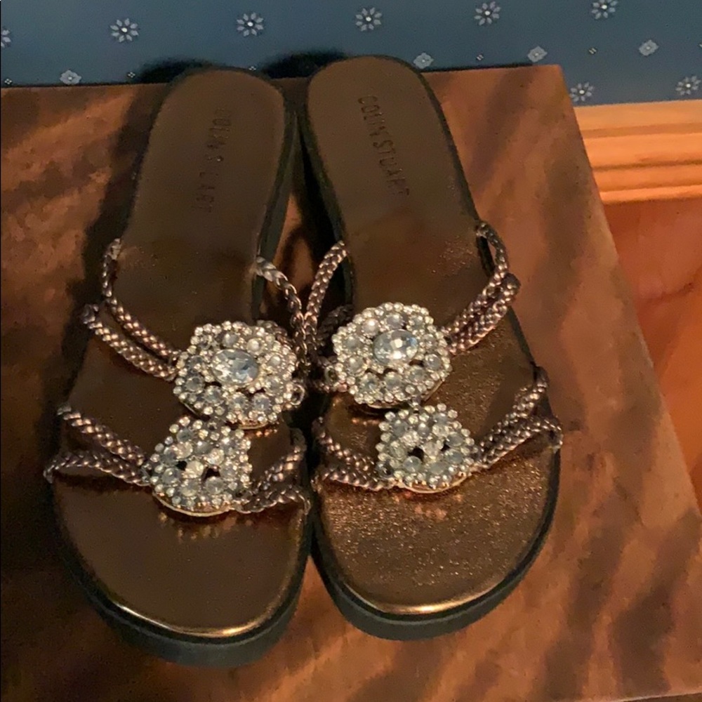 Colin Stuart bronze jeweled slide sandal